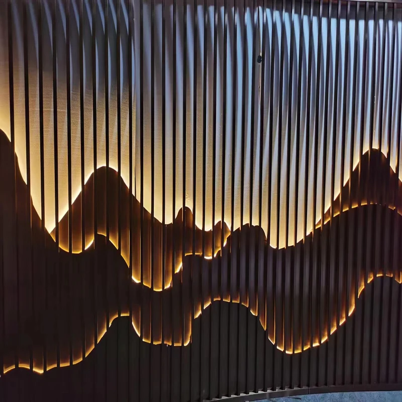 artistical mountains-and-waters painting approximate size general design stainless steel frames screen partition room divider