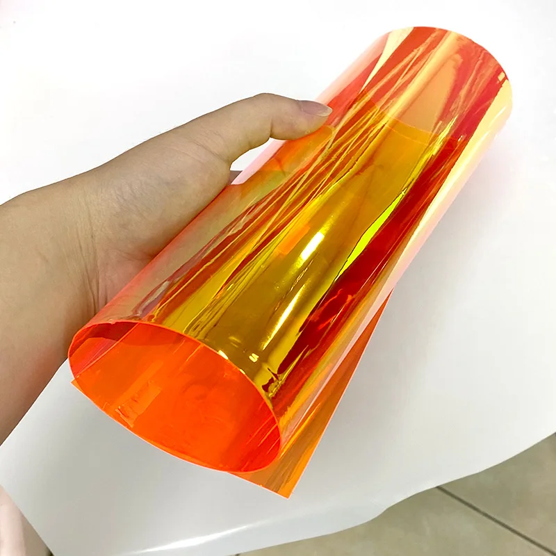 Holographic Plastic Rainbow Transparent PVC Iridescent Film Vinyl For Bow Crafting