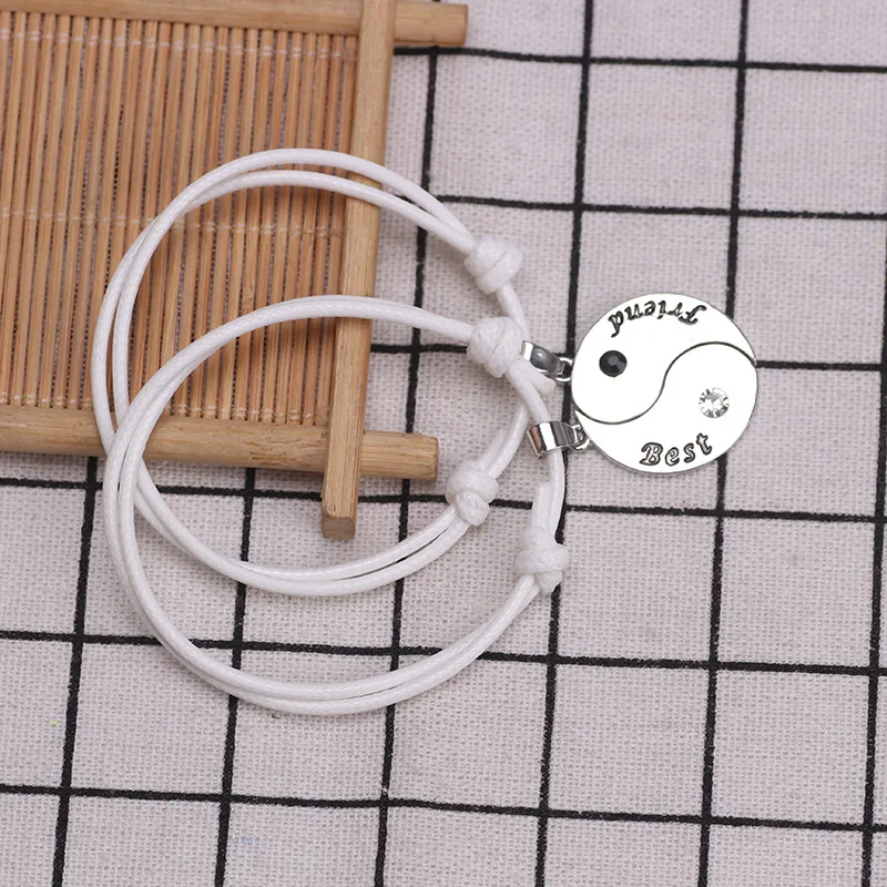 Factory Wholesale Fashion Couple Bracelet Yin Yang Charms Men Adjustable Wax Cord Feng Shui Gossip Taiji Bracelets Women