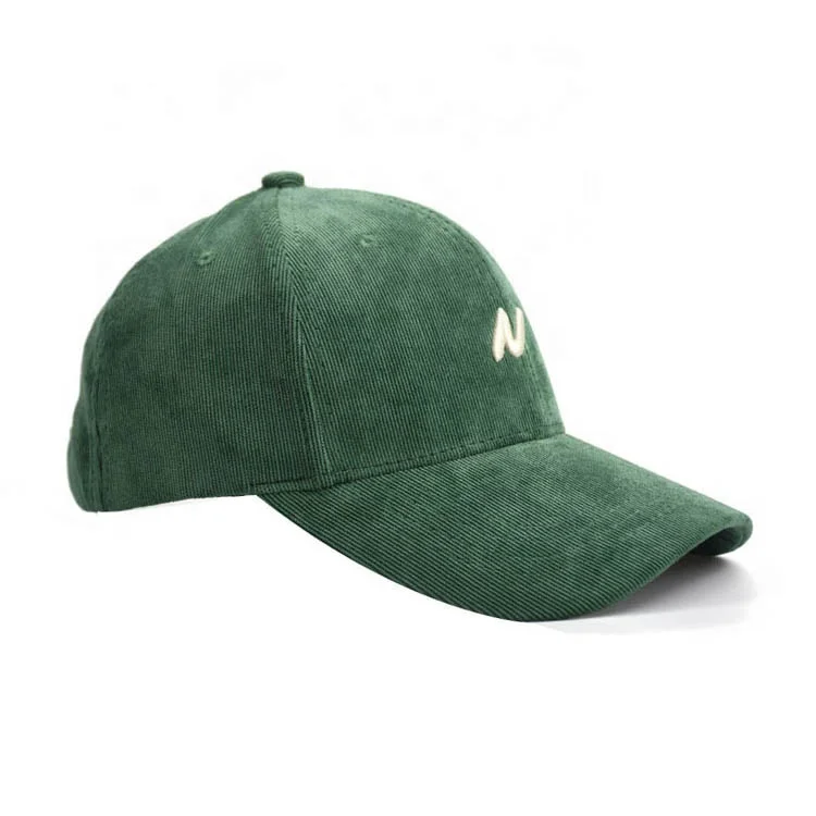 
Custom Corduroy 3D Embroidery Green Baseball Caps 
