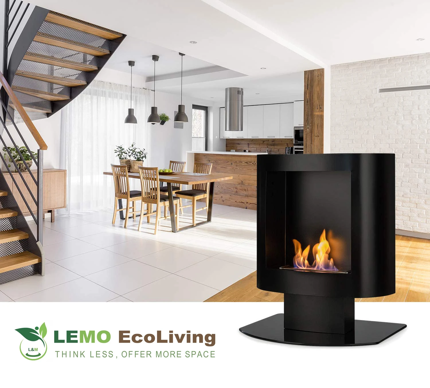 Ethanol Fireplace Tower Fireplace stand real Flame Effect fireplace Burner with 600ml for 3 Hours of Burning