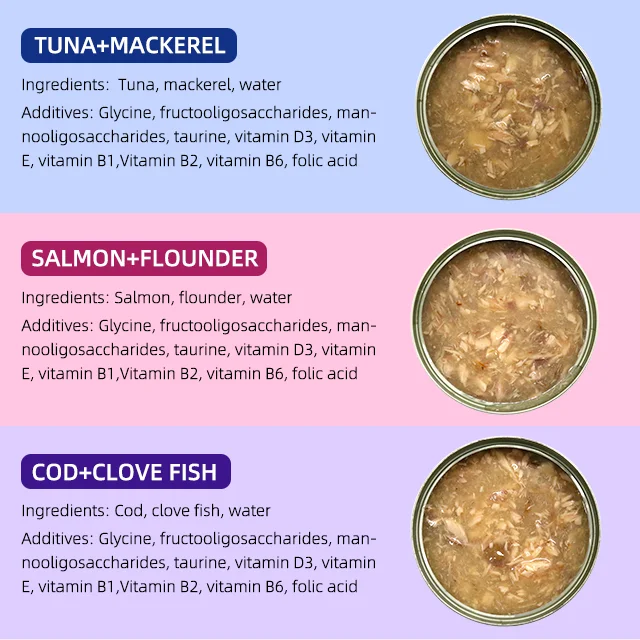 OEM/ODM жестяные банки для грудки курицы и лосося экономичный корм домашних животных качественные лакомства кур кошек от китайского завода
