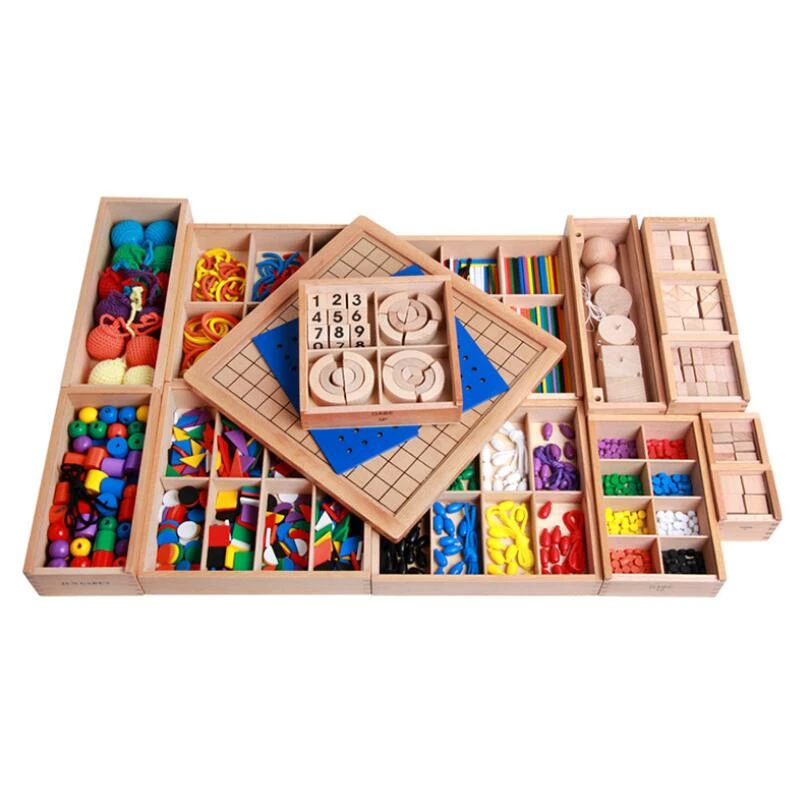 Wooden Montessori Materials 15 in 1games Wooden Puzzle Educational Froebel Toys