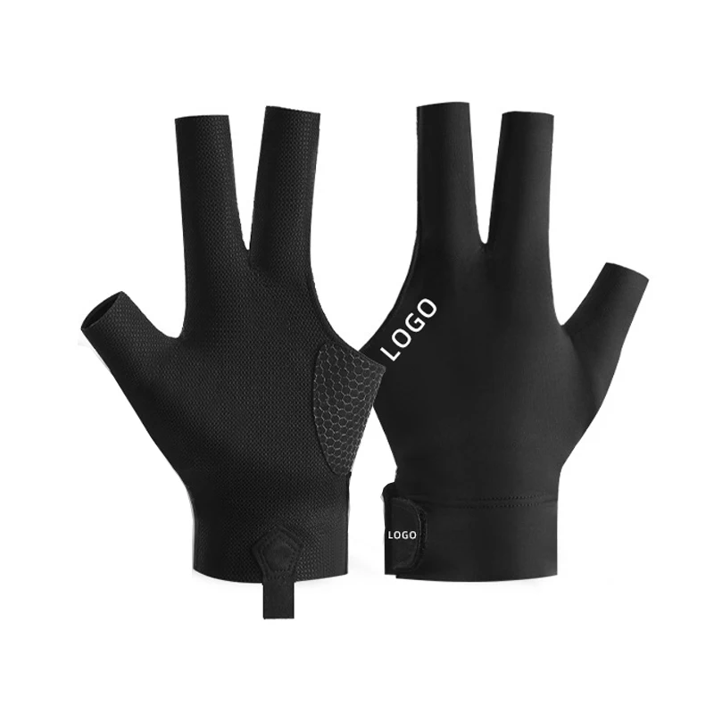 Custom 3-Finger Durable Non-Slip Breathable Snooker Gloves for Professional Table Players for Snooker & Billiard Balls