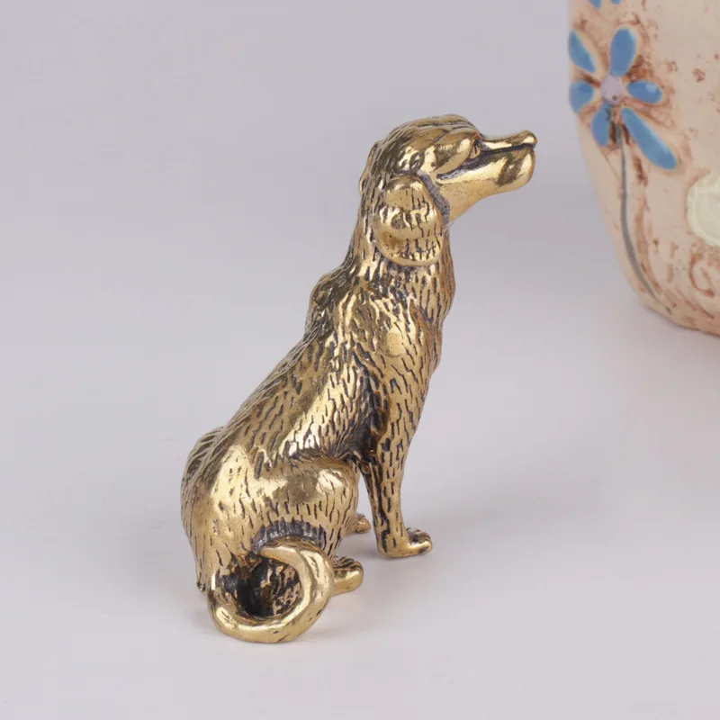 Brass Antique Animal Dog Statue Ornament Solid Bronze Sculpture Home and Study Decoration Metal Crafts