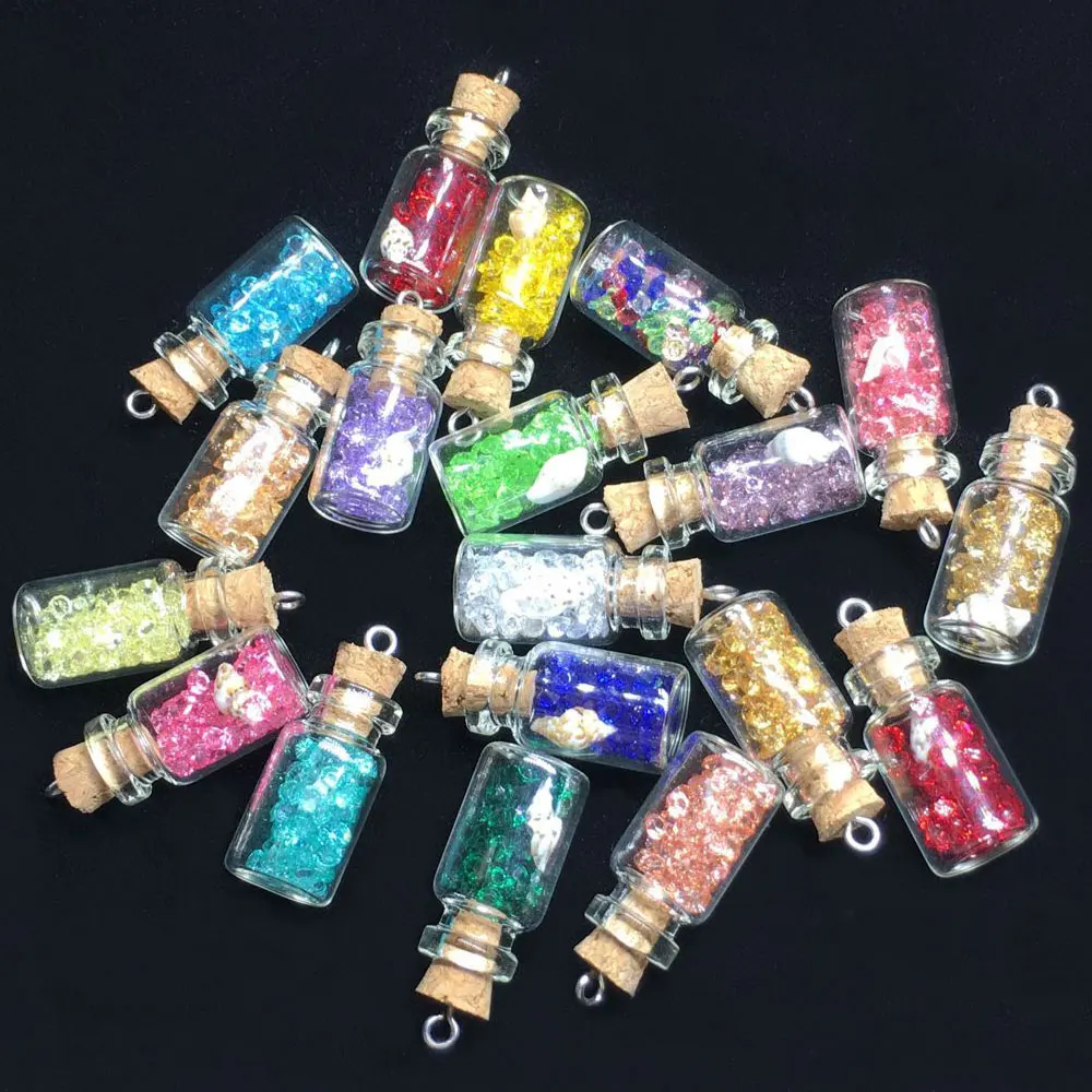 Mini Pretty 10 шт./пакет свободные объемные стеклянные прозрачные бусины в форме бутылки для сообщений мини красочные внутри изготовления слаймов
