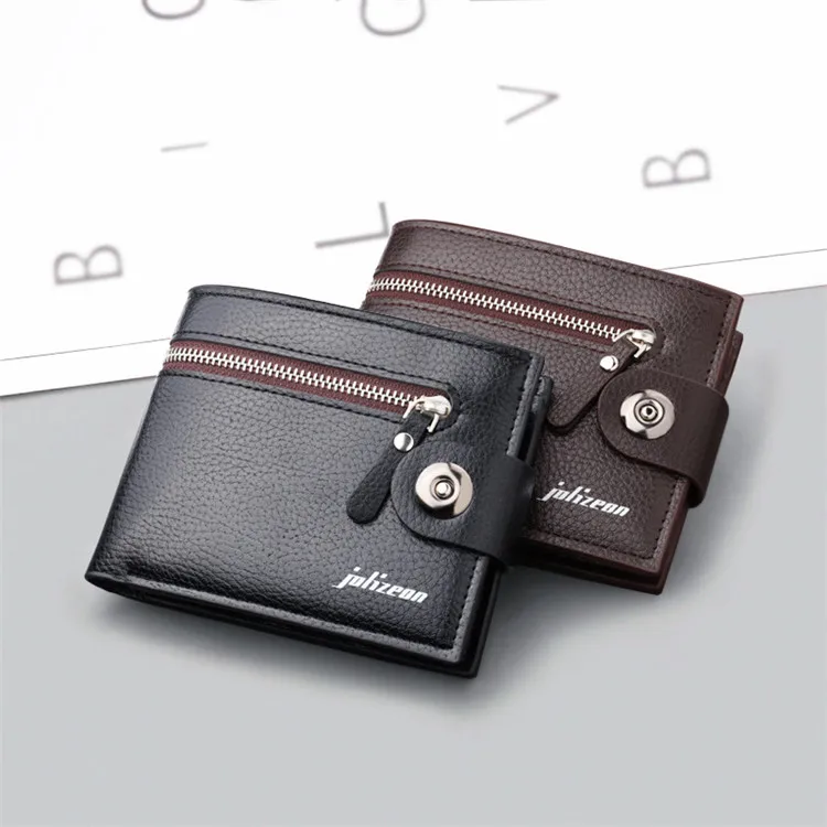 2023 factory large capacity trend vegan leather pu zip wallet men custom logo