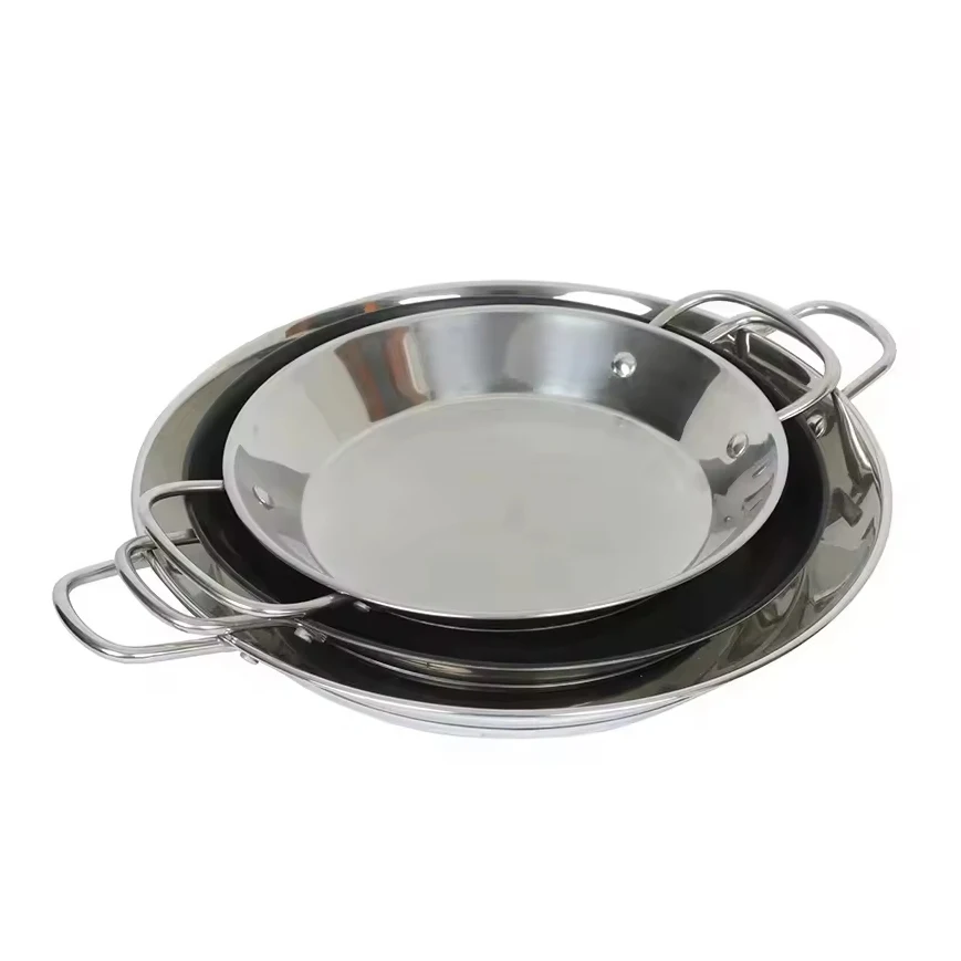 Double Handle Non Stick Skottel Braai Pan 34cm Stainless Steel Paella Pan