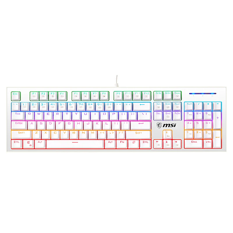  Механическая клавиатура MSI GK50 Zmechanical зеленая оси RGB-световой эффект кабель для игр видеоигр офисная 104 клавиш съемная