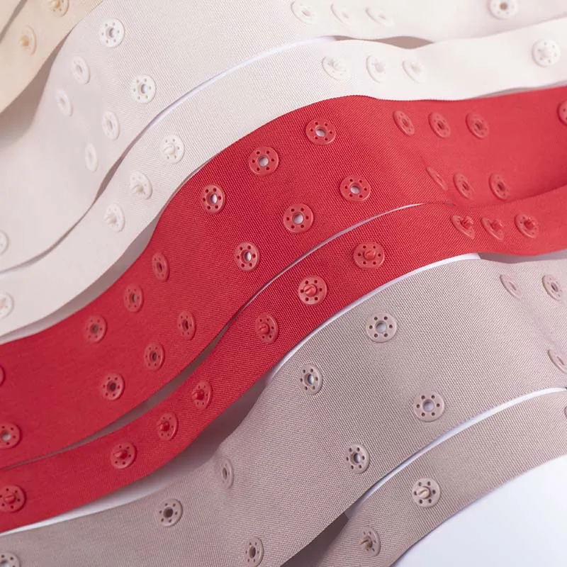 Colorful Plastic Snap Button Tape For Garment Polyester Webbing Tape Press Snap Button