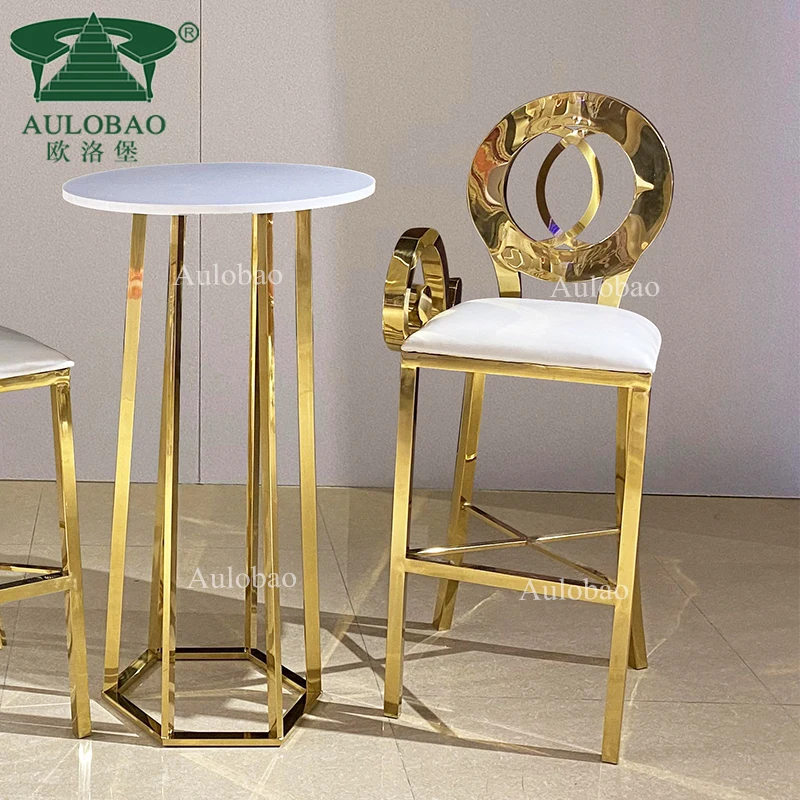 New bar stools high chair golden stainless steel long leg chair for sale