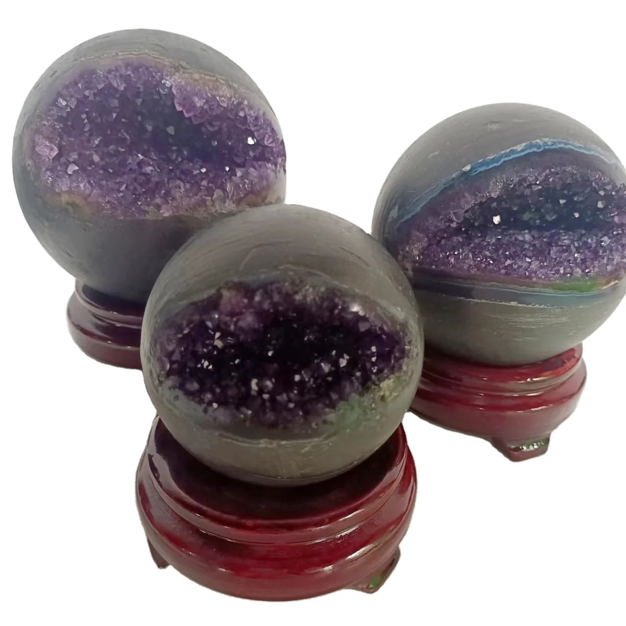 Natural crystal big sphere for home decoration customized amethyst geode  luky ball for Energy Healing