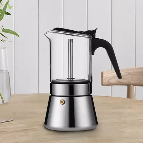 160ml/240ml/360ml Transparent Glass Cooking Moka Pot Hot Selling High Borosilicate Glass Espresso Moka Pot