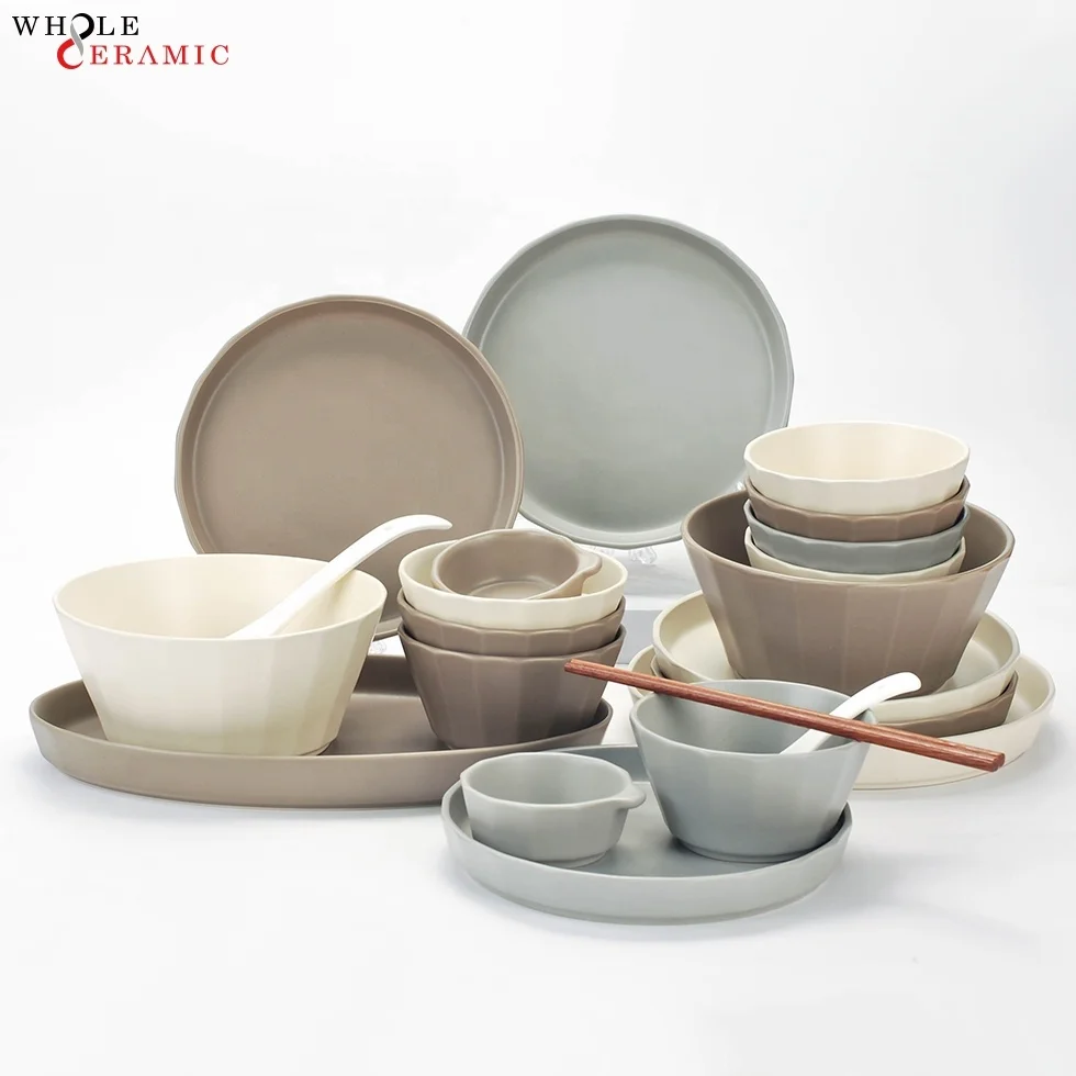 Wholesale cheap price Chinese porcelain ceramic tableware charger plates nordic dinner stoneware dinnerware set