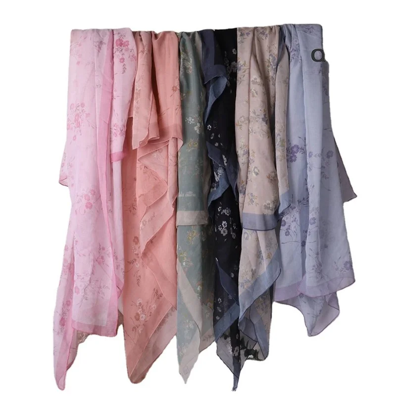 custom printed chiffon foulard cotton hijabs scarf muslim musulman clip veil women accessories capital
