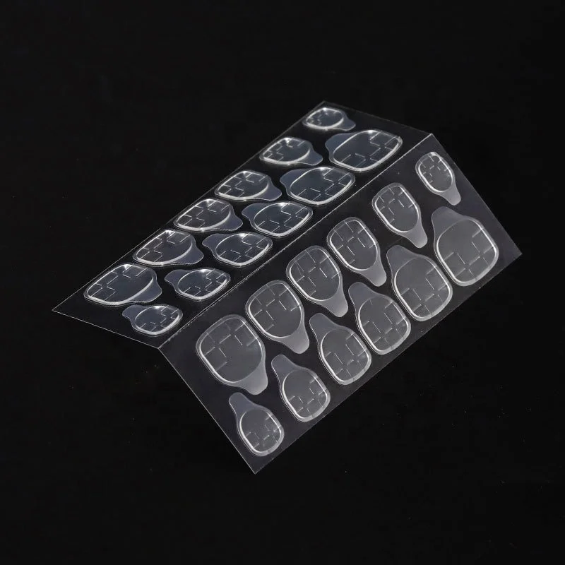 24 tips/sheet salon Nail Jelly Double-Sided Tape Label Transparent Nail Sticker Adhesive Tabs DIY
