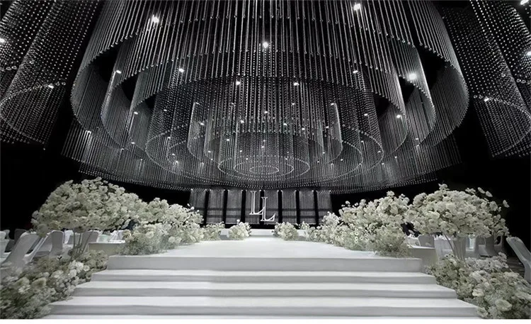 Acrylic Hanging Crystal Transparent Glass Bead Ball Chain Ceiling String Curtains for Wedding Home Doorway Decoration