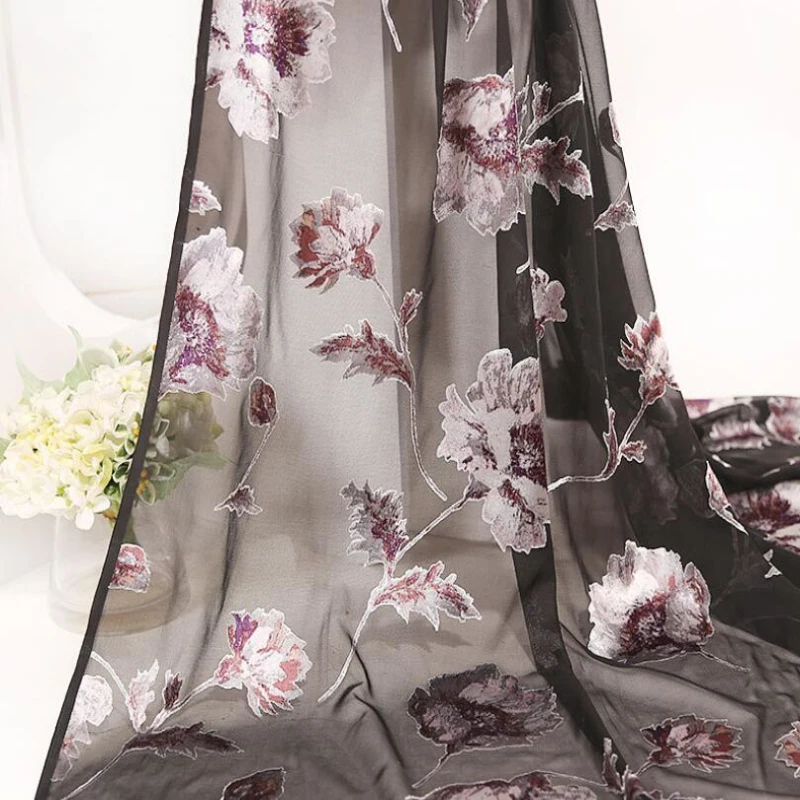 silk printed burnout velvet fabric for clothing Nylon Rayon woven velvet dresses kimono textile custom fashion