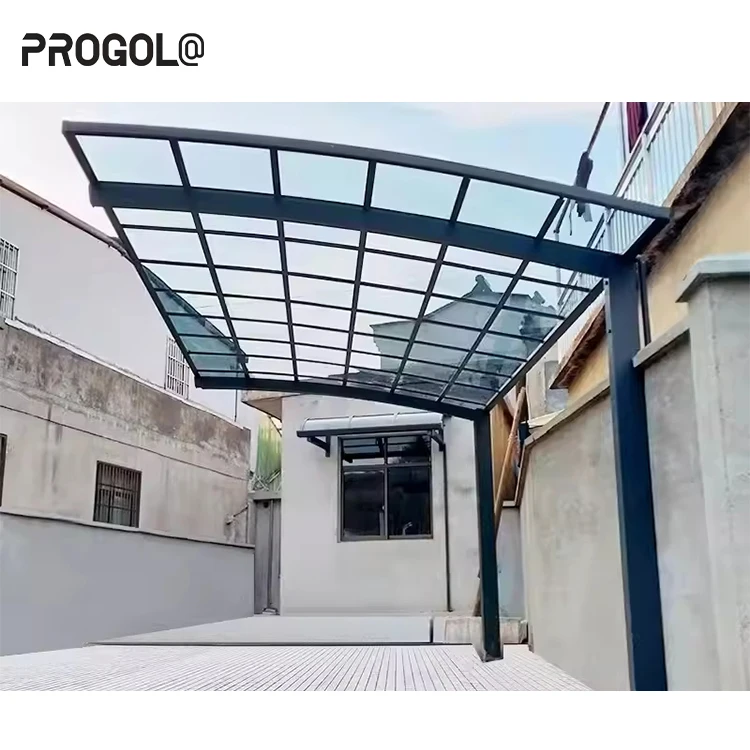 Progola Modern Outdoor Strong Aluminum Structure Carport Shed Free Standing Polycarbonate Roof Carports For Car Parking