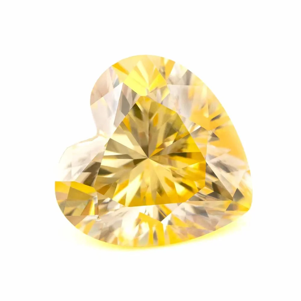 Fashion Diamond Loose 1ct 2ct 3ct D Color VVS Jewelry Heart-Shaped Cut Moissanite Stone Gemstone Beads Yellow Stone