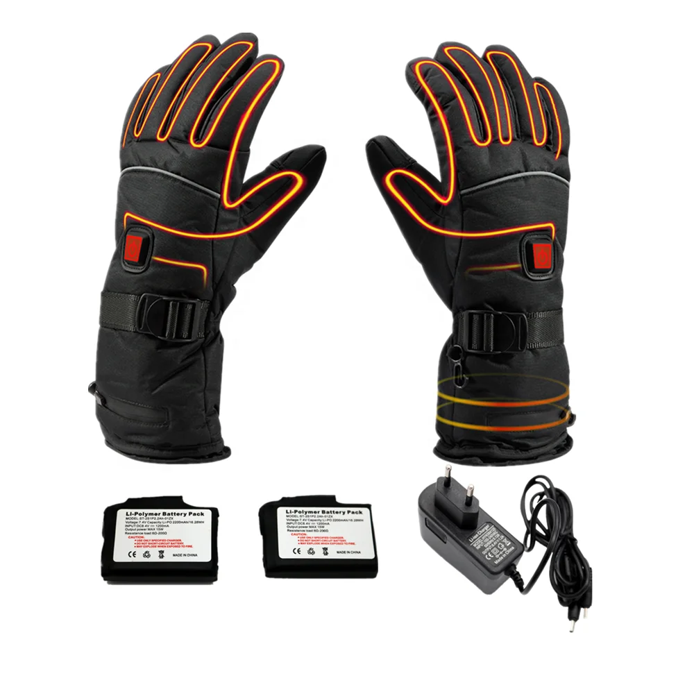 Electric Heating Custom Winter Outdoor Gloves Warm Waterproof Windproof 3M Thinsulate heated Ski Gloves