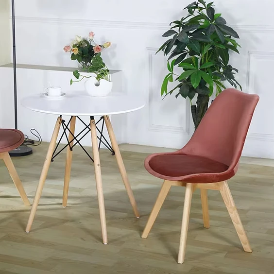 Best-Selling Modern Design Solid Wood Furniture round Table Top with Wooden Legs for Dining Room Kitchen Hotel Apartment Use