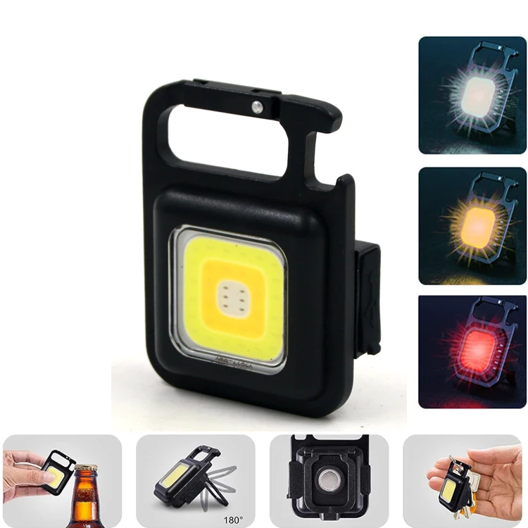 Hot Sale Multi-functional Type-C Charging Mini Pocket LED COB Keychain Flashlight for Hiking Camping Working