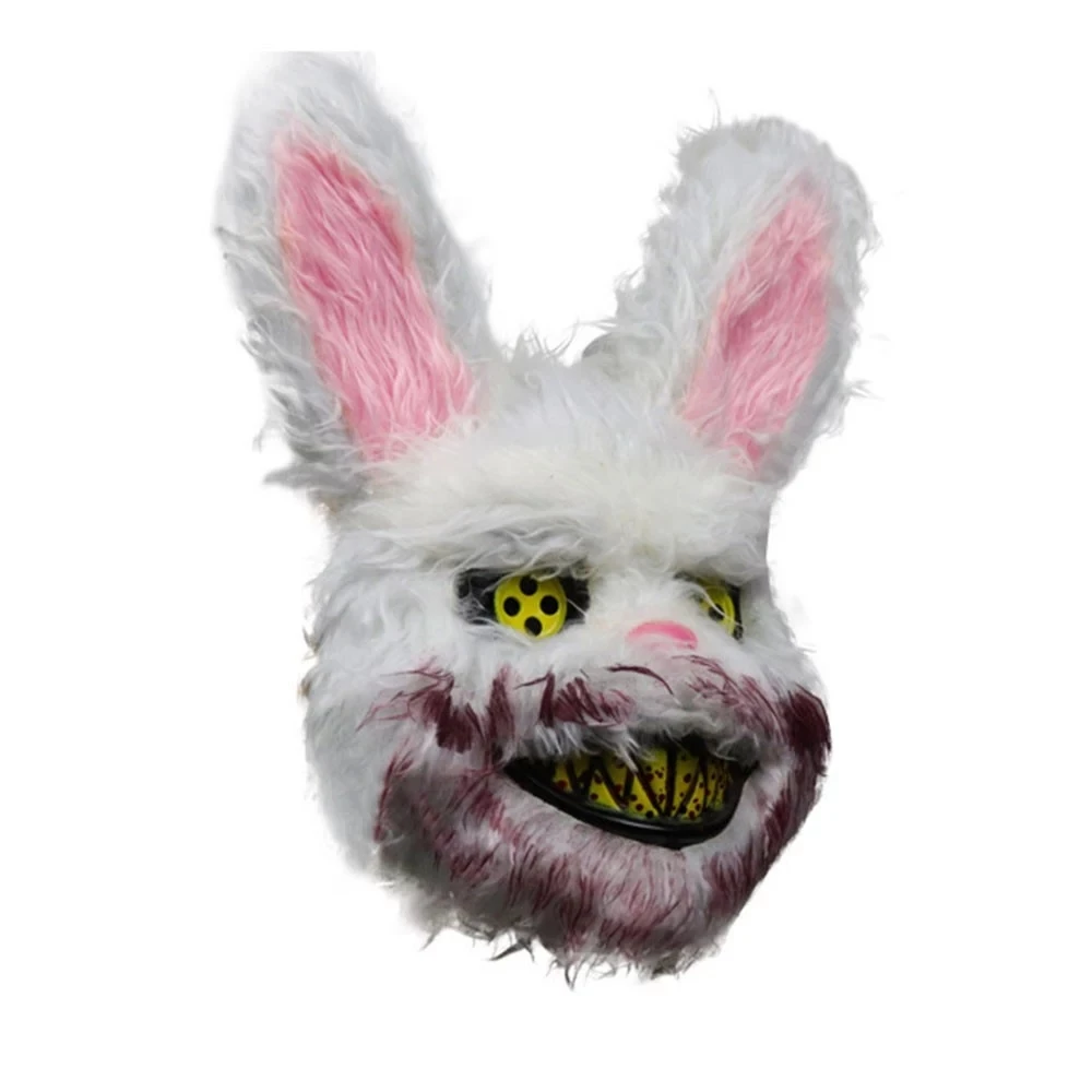 2021 New Halloween Masquerade Evil Bloody Rabbit Teddy Bear Cosplay Horror Mask For Kids Adults Easter Props Family Party Plush