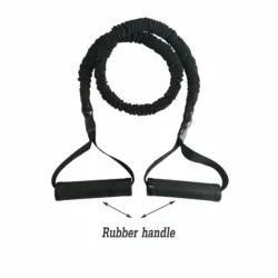 Protective Nylon Sleeve Resistance Band with Handle Grip for Bodybuilding