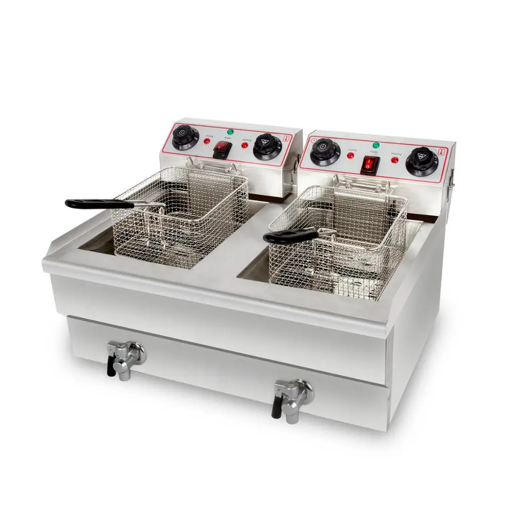 3KW+3KW Commercial Double Cylinder Fryer with Adjustable Temperature Controls