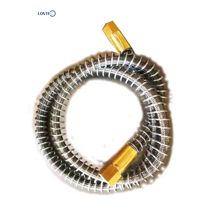 Lovtec medical gas use flexible metal hose stainless steel hose with gauge for cylinder valve