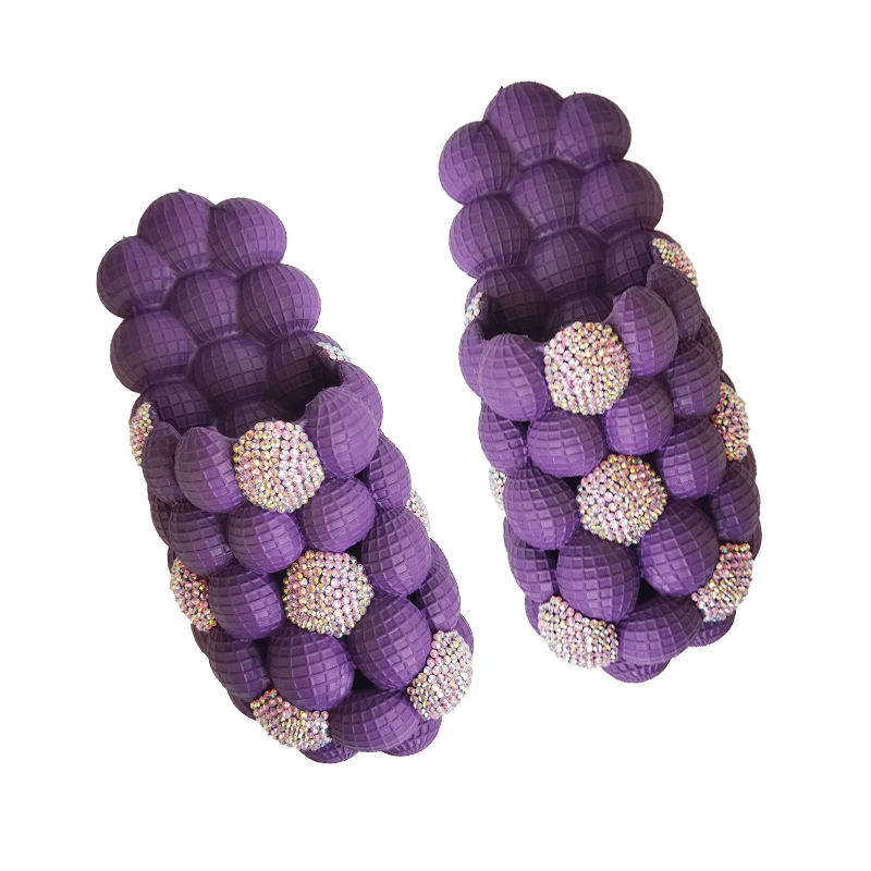 TikTok Hot Pink Custom Color Bubble Slippers New Bling Rhinestone Bubble Slides with Charms