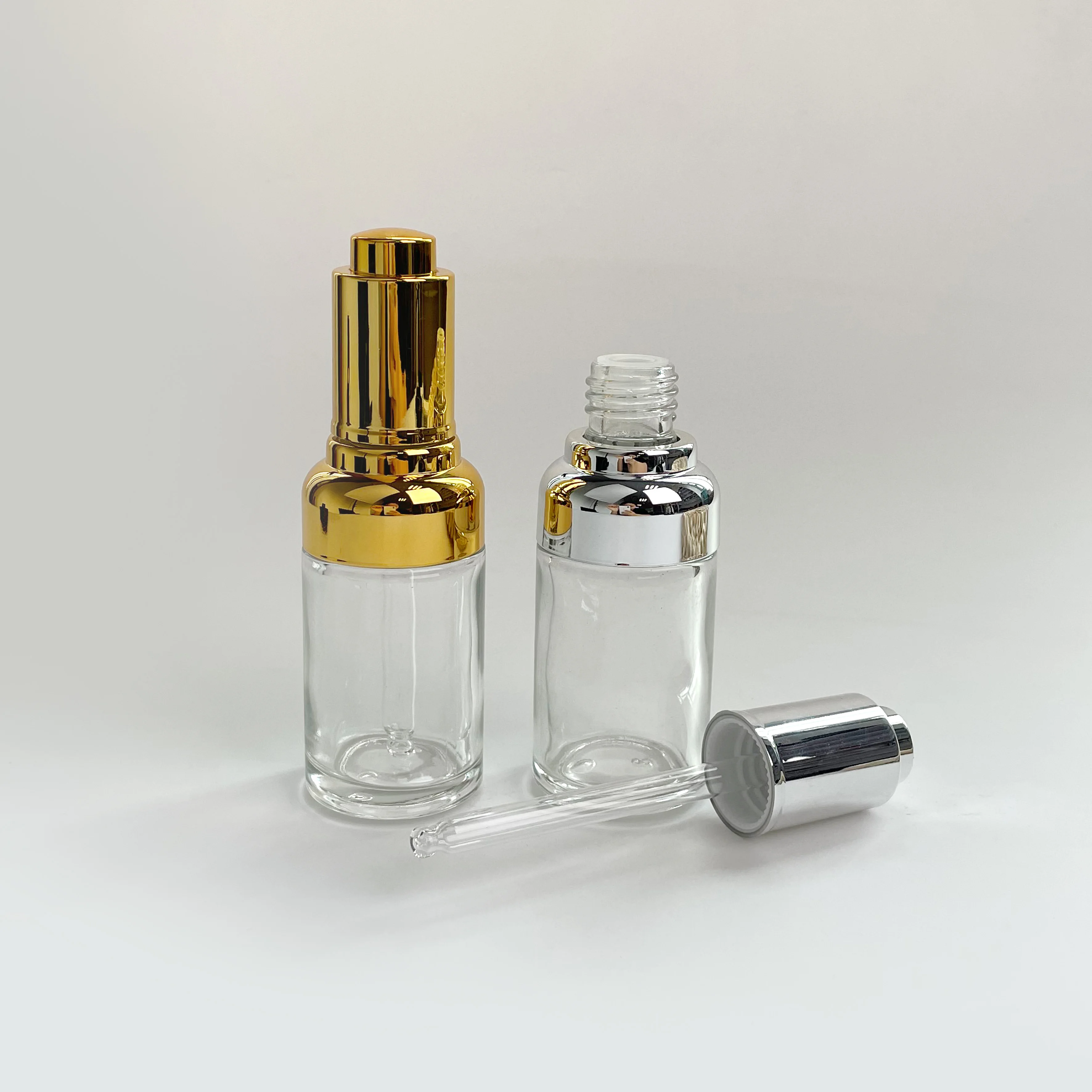 Luxury Push Button Top Glass Dropper Bottle 30Ml 50Ml 100Ml Essential Oil Serum Bottle with Dropper