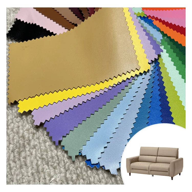 Wholesale Litchi Pattern Environmentally Friendly Furniture Accessories Embossed 3d PU Leather Fabric For Sofa