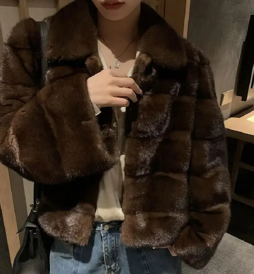 ew mink fur coat for 2024, 100% real mink fur coat, warm and stylish in winter