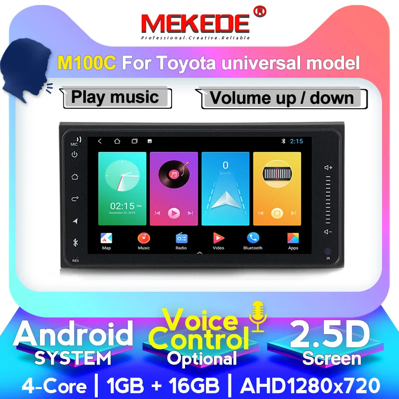  Mekede 7 дюймов Android 9 4Core 1G + 16G Мобильный DVR для Toyota Camry RAV4 Highlander hilux Универсальный Corolla GPS аудио