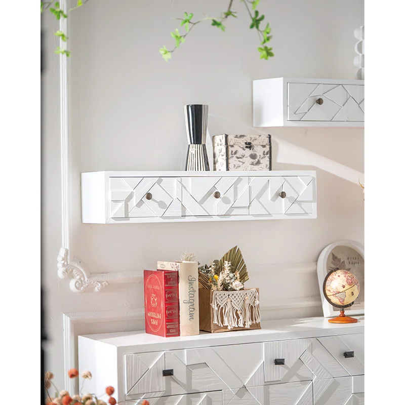 Classic White Solid Wood Wall Shelf Hanging Storage Furniture Modern Mounted Wall Floating Shelves