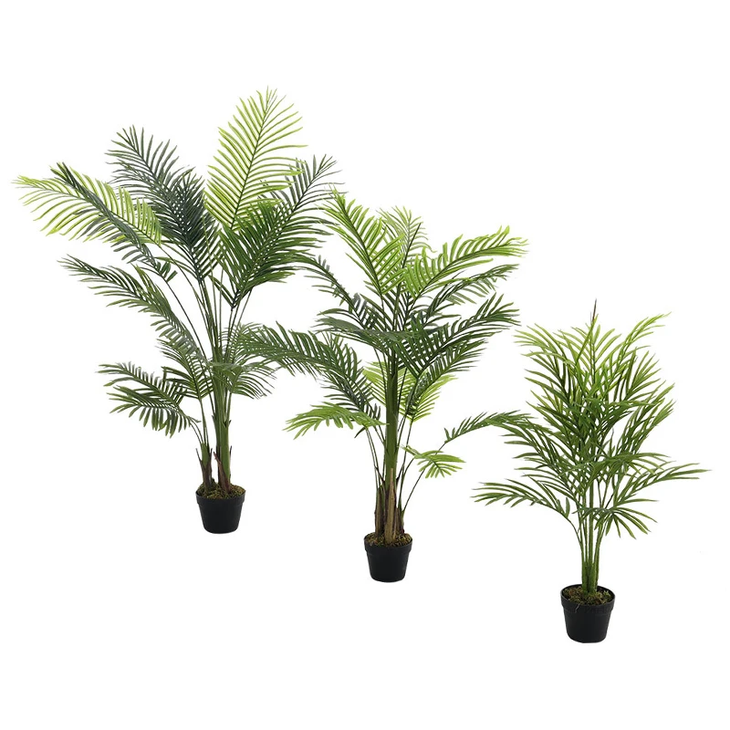 125cm Green Simulation Landscape Silk Plam Plant Potted Plastic Artificial Kwai Areca Palm Tree Paradise Palm Tree