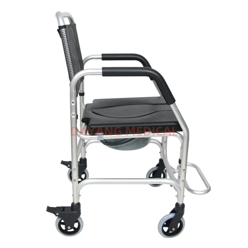 High Quality Light Weight Hospital Homecare Bathroom Safety Toilet Wheelchair Shower Commode Chair with Bedpan wheels