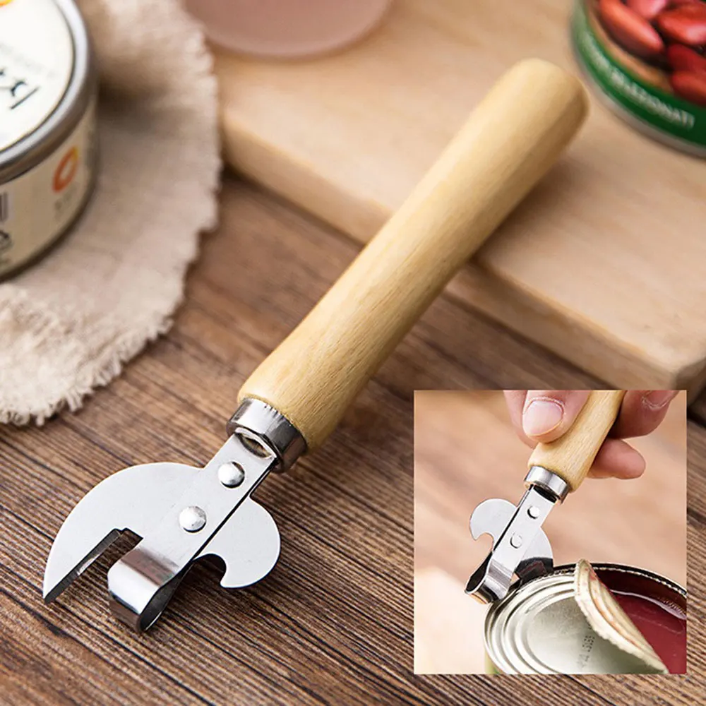 Stainless Steel Traditional Opener Portable Manual Lid Remover Multifunction Can Opener Jars Canisters Kitchen Corkscrew Tool