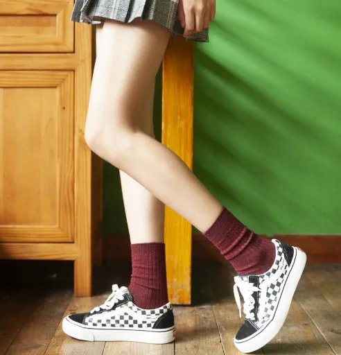 New Plain Ladies Rib Socks Custom Tube Women Comfort Hosiery OEM Dress Crew Slouch Socks for Women