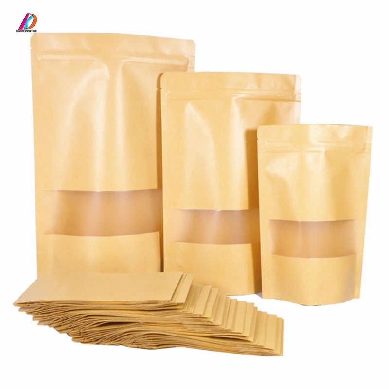 Manufacturer Ziplock Stand UP Kraft Paper Packing Pouch Bag For Food