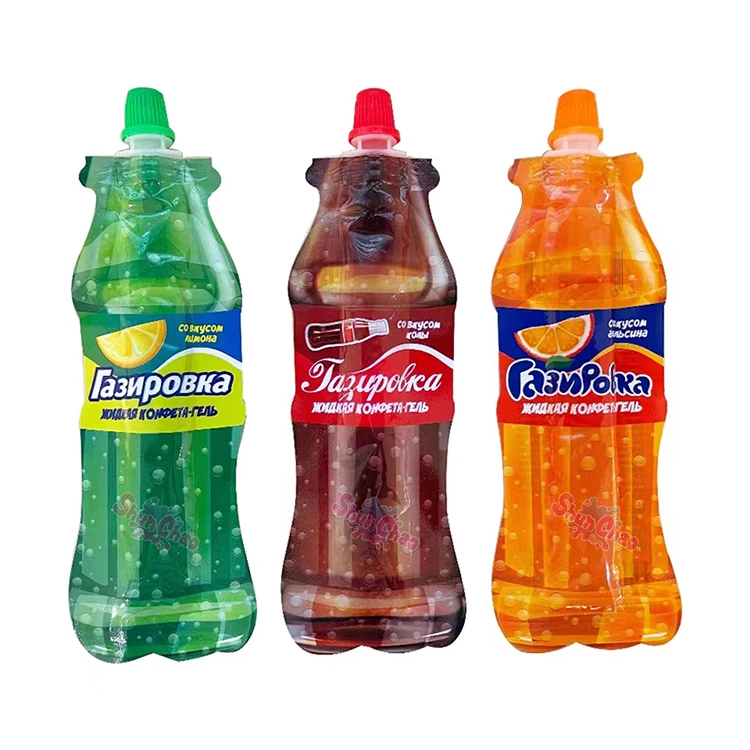 Sour soda bottle shape squeeze sour jam fruity toothpaste liquid candy