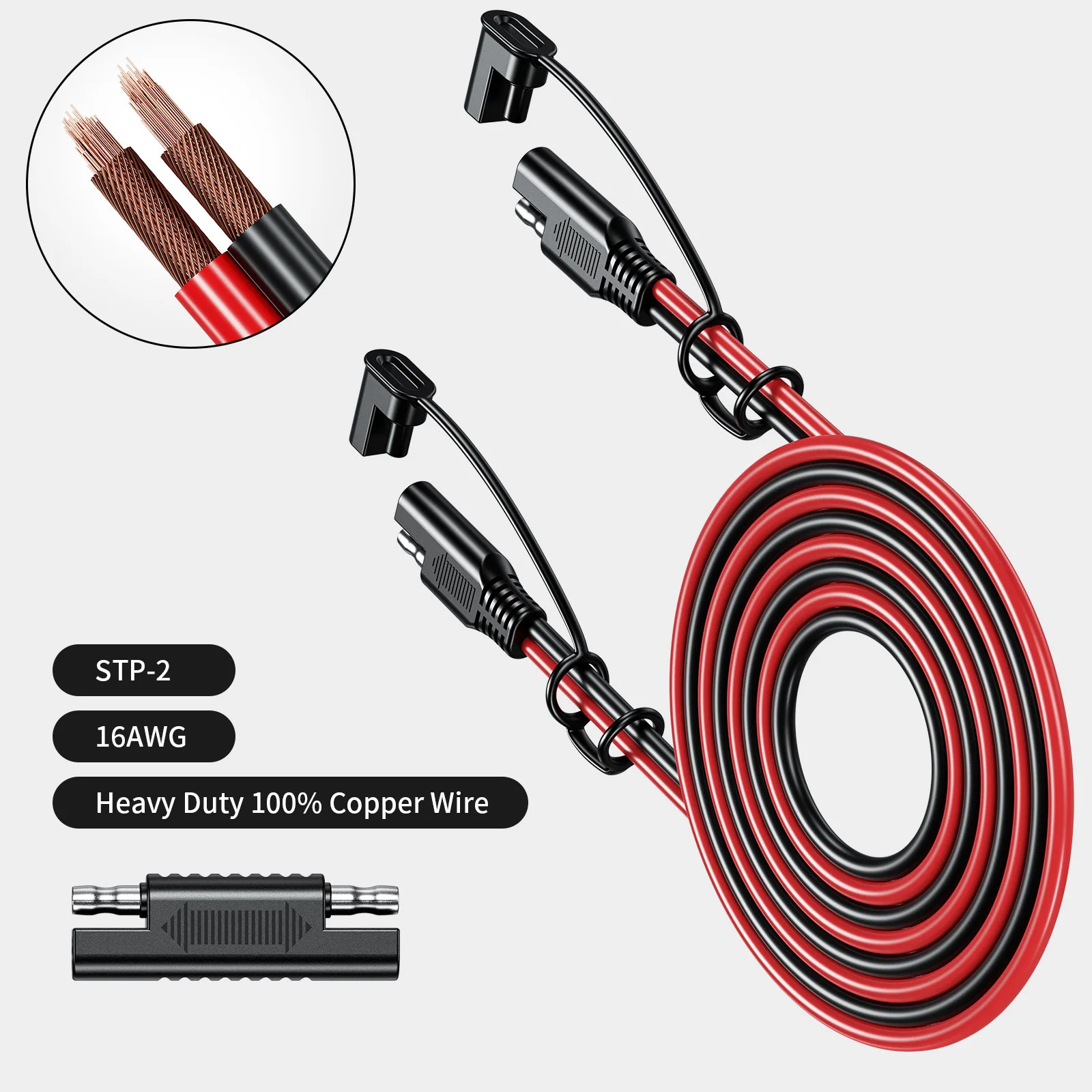 Battery Charging Cable SAE To SAE 12V-36V Solar Plug Cord 16AWG Car Extension Cable Waterproof Solar Vehicle Battery Power Cable