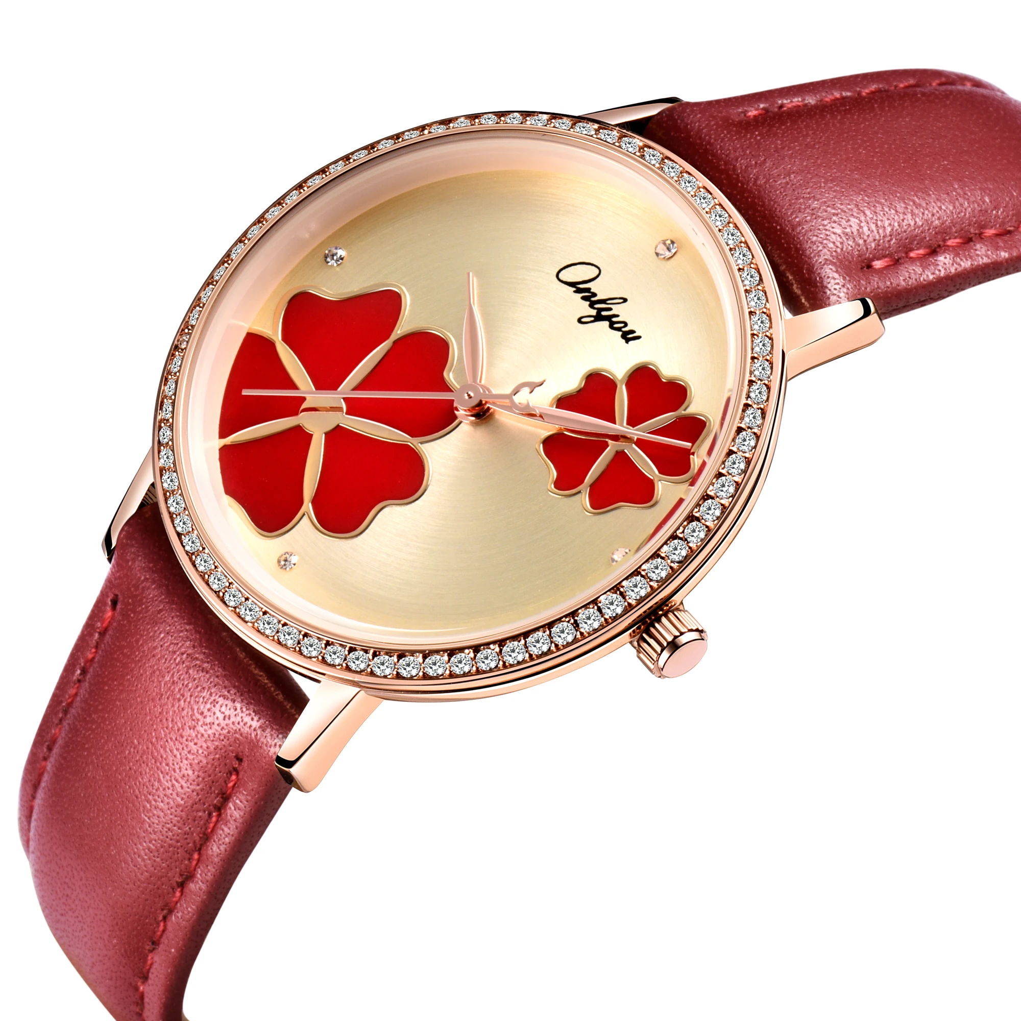 Onlyou high quality genuine leather woman watch oem ladies luxury watch custom logo female cheap clock 328026