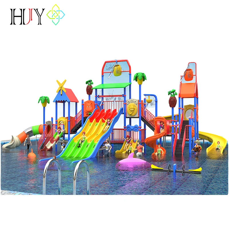 Children plastic kindergarten game set kids outdoor playground swing slide and water slide