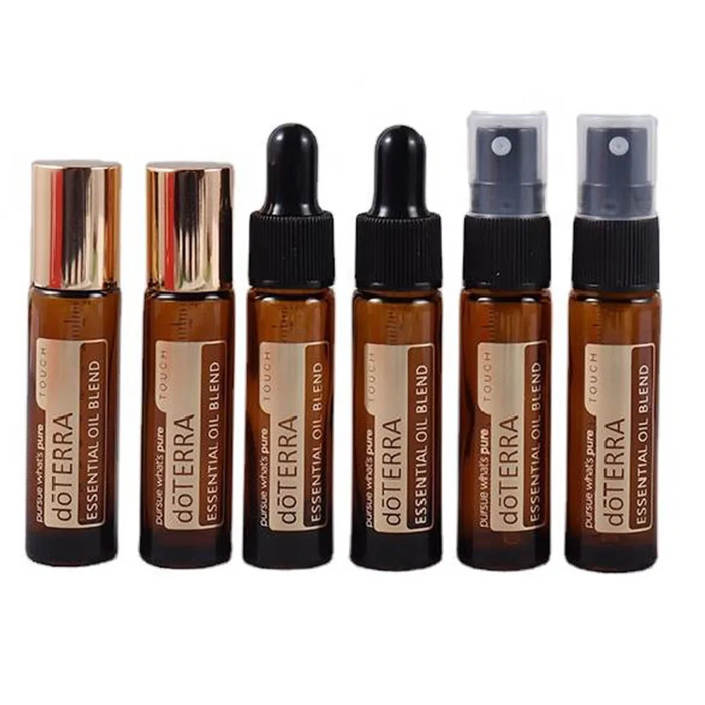 10ml Amber Glass Graduated Spray Roll On Bottle with Glass Eye Dropper Empty Essential Oil Perfume Cosmetic doterra Bottle