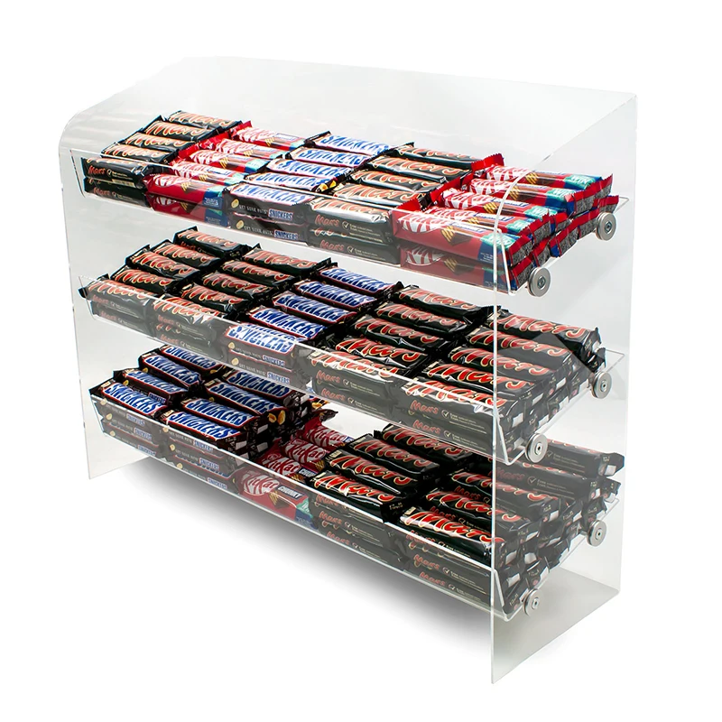 Acrylic Counter Merchandiser - 3 Shelf Confectionery Gravity Feed Display