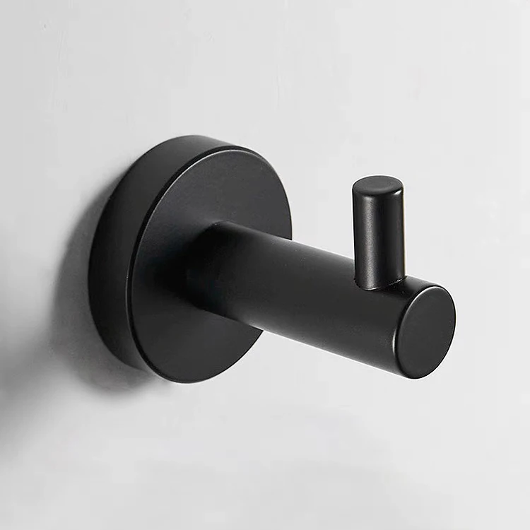 304 Stainless Steel Heavy Duty Round Hooks Wall Mounted, Black Towel Hooks for Bathroom Kitchen Bedroom Metal Robe Hook