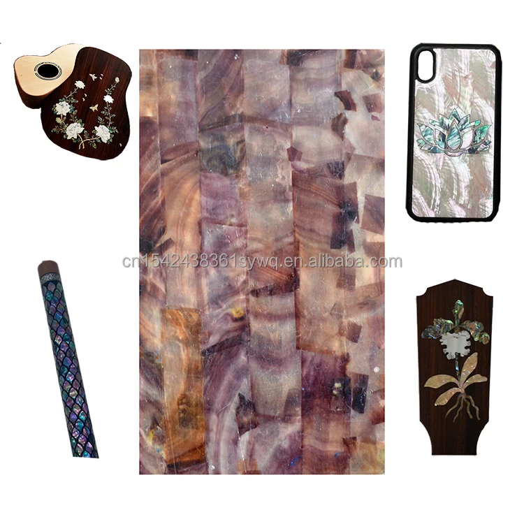 Wholesale customized natural mother of pearl shell plate laminate river shell sheet price for diy DB036